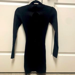 Black Tight Fitting Sweater Dress with “Keyhole” front, size M